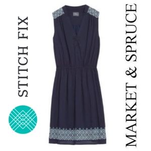Market & Spruce Mireille Navy Embroidered Dress